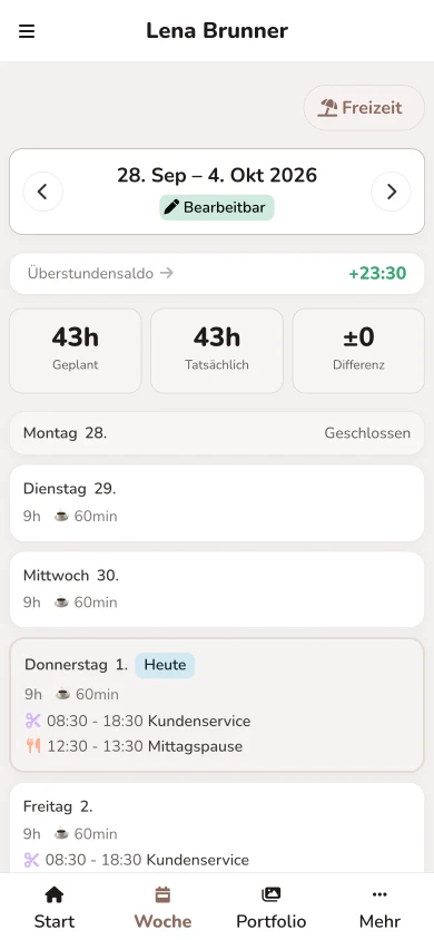 Salonclock: Zeiterfassung